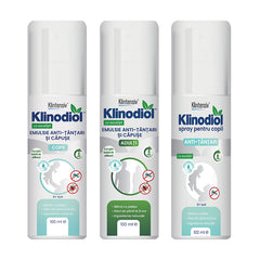 Pachet Klinodiol, emulsie anti-tânțari și căpuse adulți /copii și spray anti-țânțari