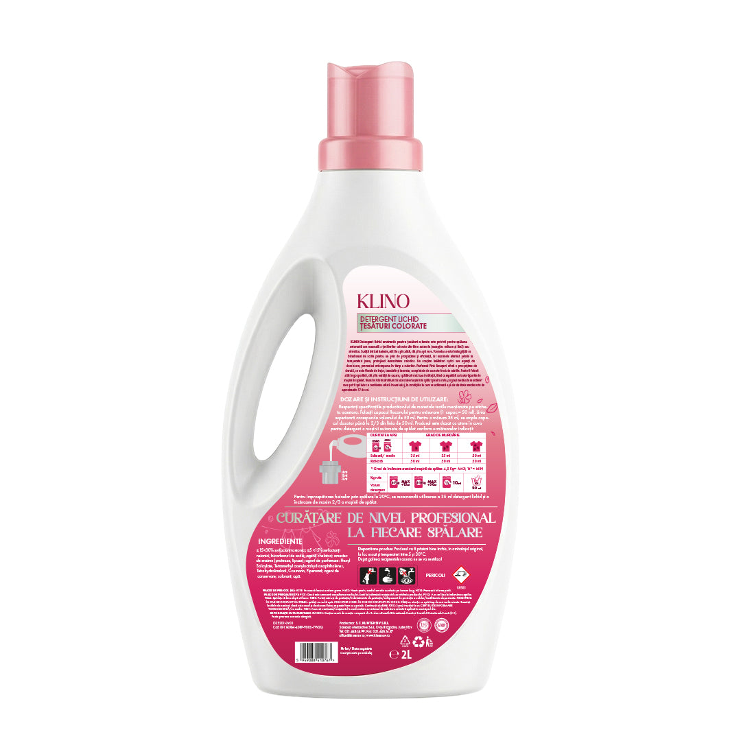 KLINO Detergent rufe, lichid enzimatic pentru țesături colorate