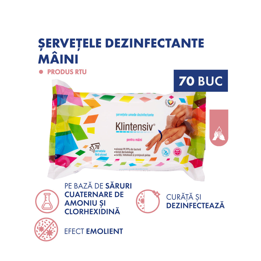 Klintensiv® servetele dezinfectante maini