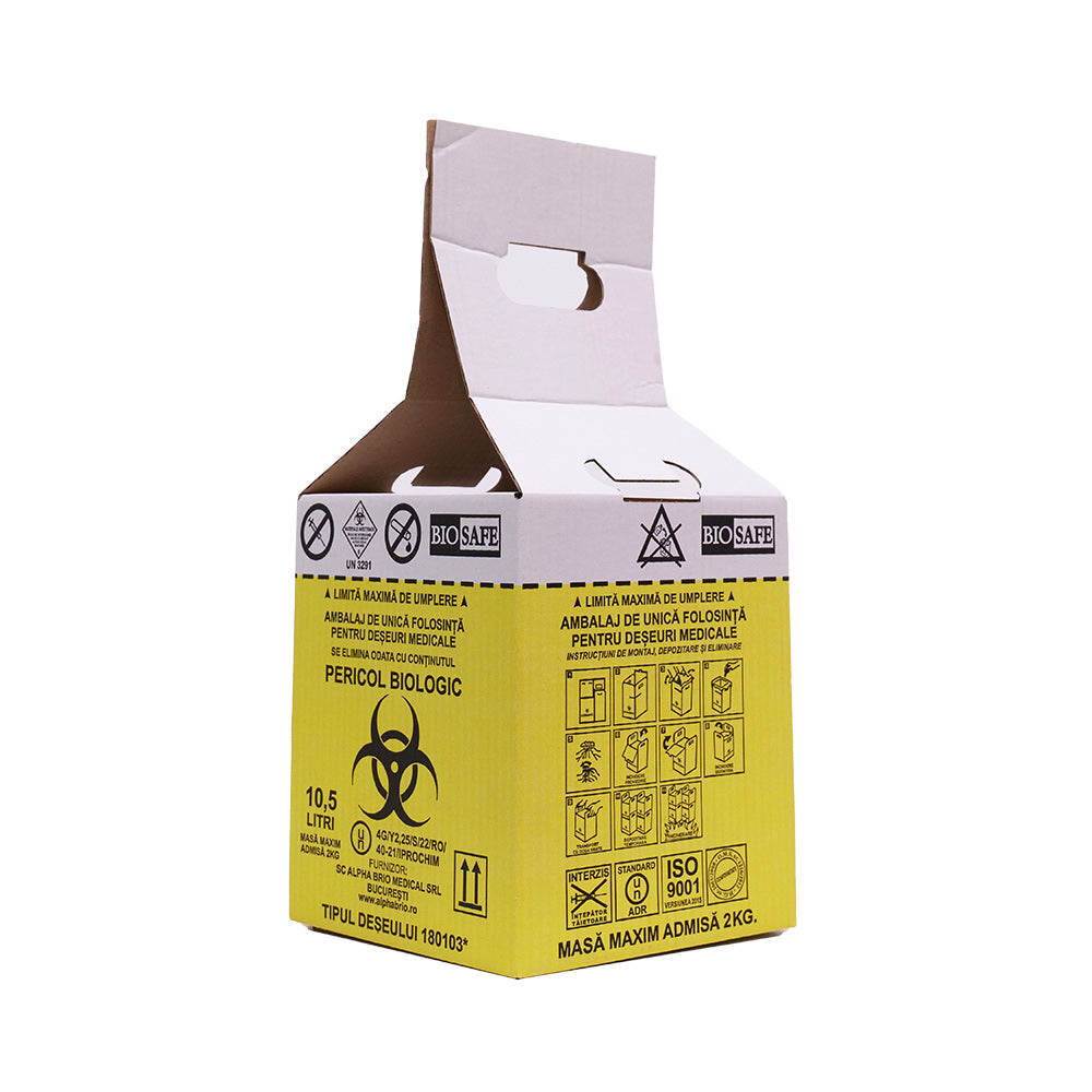 Cutii Biohazard pentru Incinerare cu Sac Galben