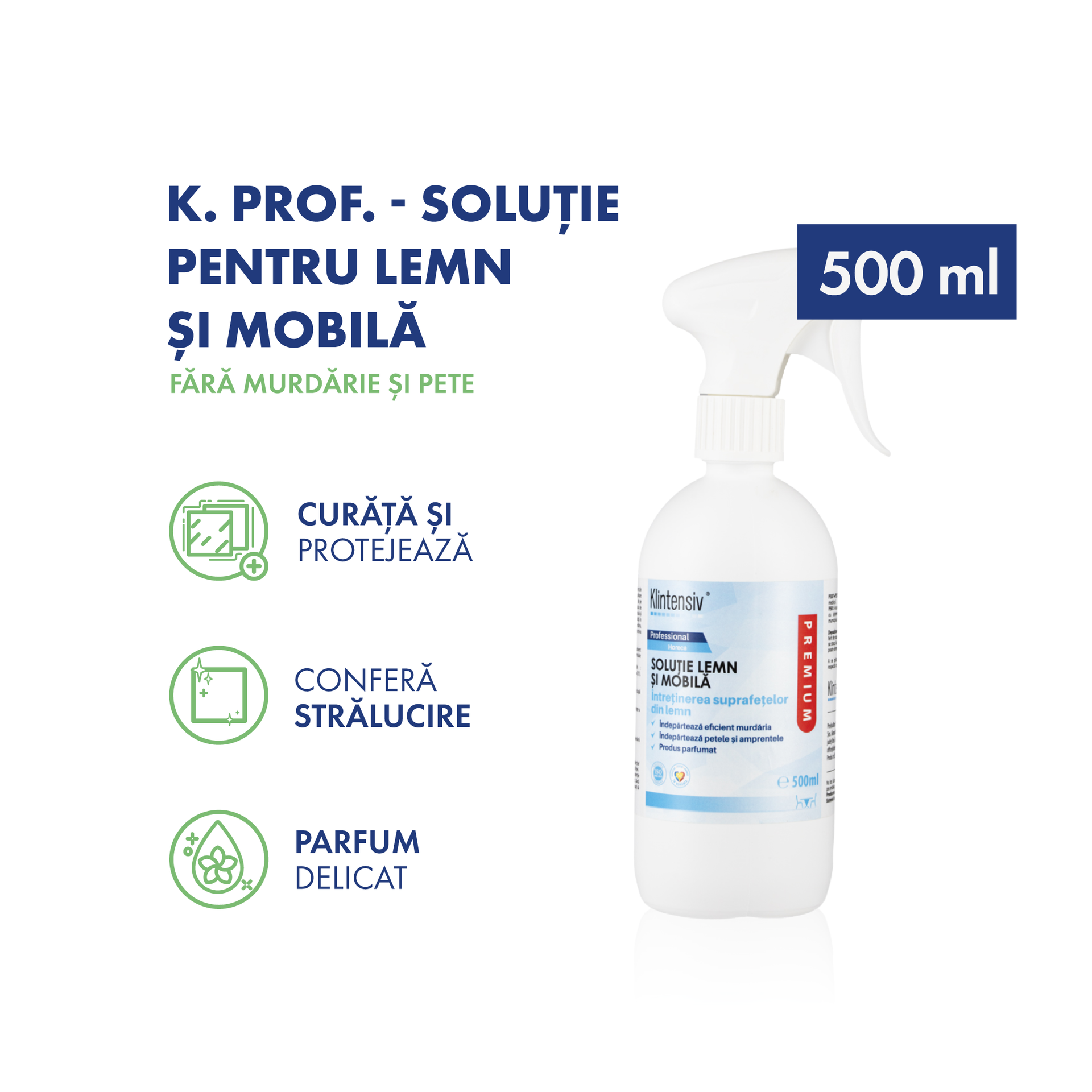 Klintensiv® Soluție lemn și mobilă – Detergent gata de lucru pentru mobilier din PAL, lemn lăcuit și suprafețe laminate