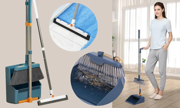 Mătură cu cap rotativ 45° DreamRamp® cu făraș și teu + sistem pliabil