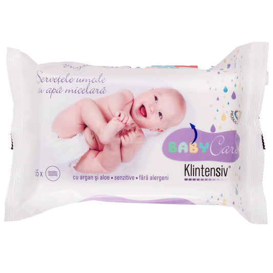 Klintensiv® Baby Șervețele umede biodegradabile cu apă micelară, argan și aloe
