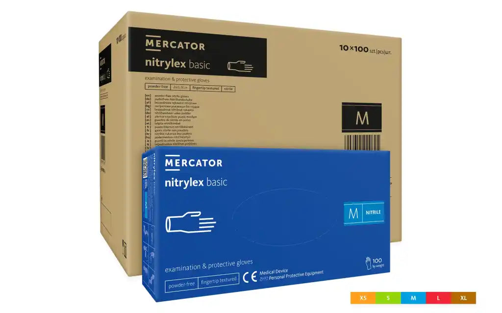 Mănuși nitril Nitrylex Basic albastre fără pudră