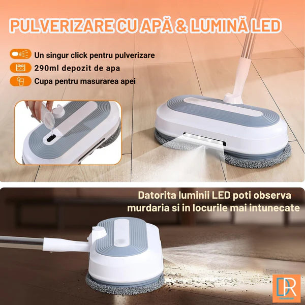 Mop Electric Rotativ cu Pulverizator si lumina LED