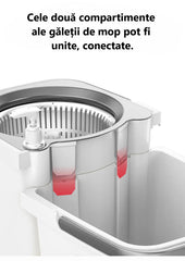 Mop rotativ cu 2 găleți DreamRamp® cu centrifugă inox, mâner reglabil și roți