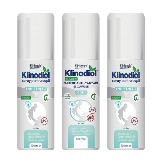 Pachet Klinodiol, emulsie anti-tânțari și căpuse și spray anti-țânțari pentru copii