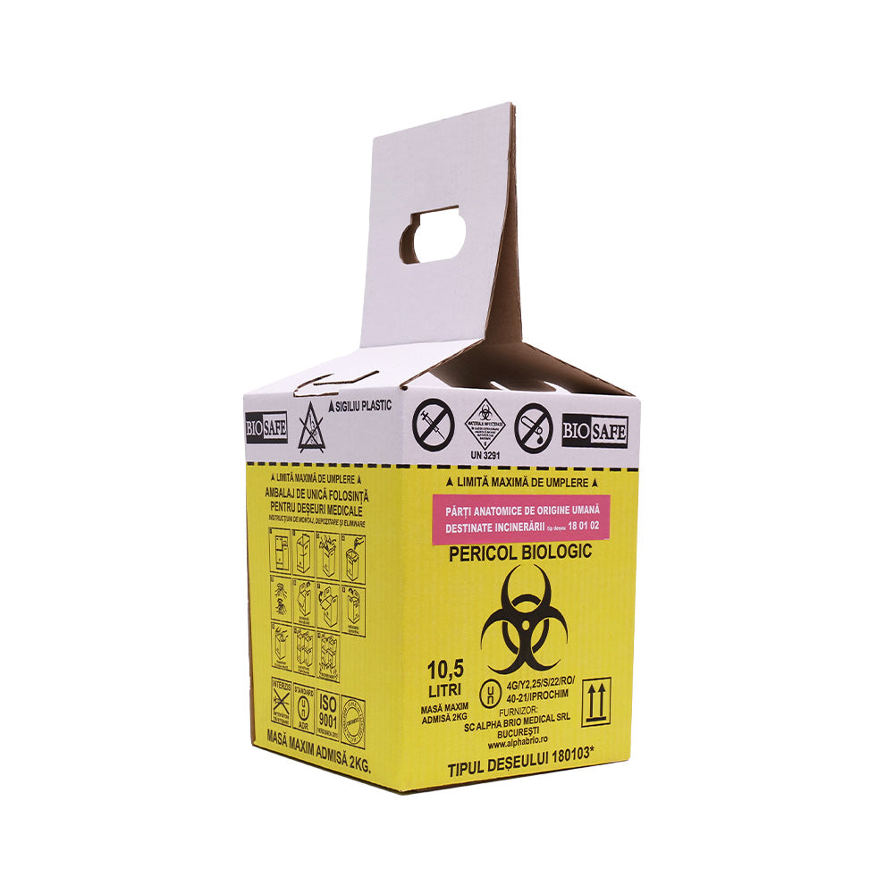 Cutii pentru Incinerare cu Sac Galben pentru Deșeuri Anatomo-Patologice