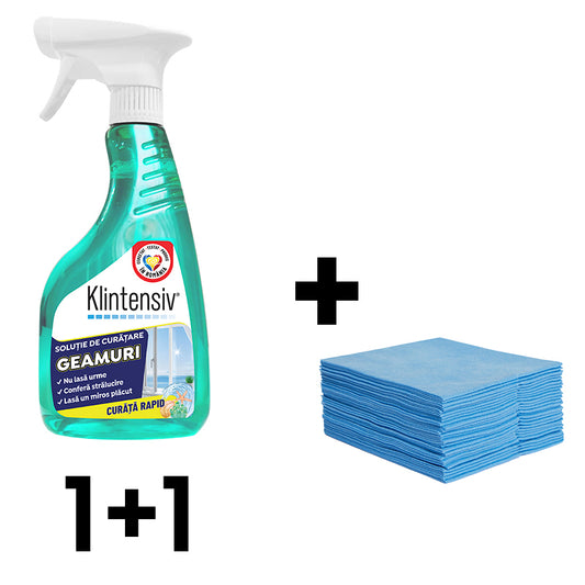 Pachetul Complet pentru Curățenie: Soluție pentru Geamuri și Lavete Buntclean
