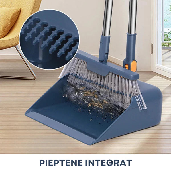 Mătură cu cap rotativ 45° DreamRamp® cu făraș și teu + sistem pliabil