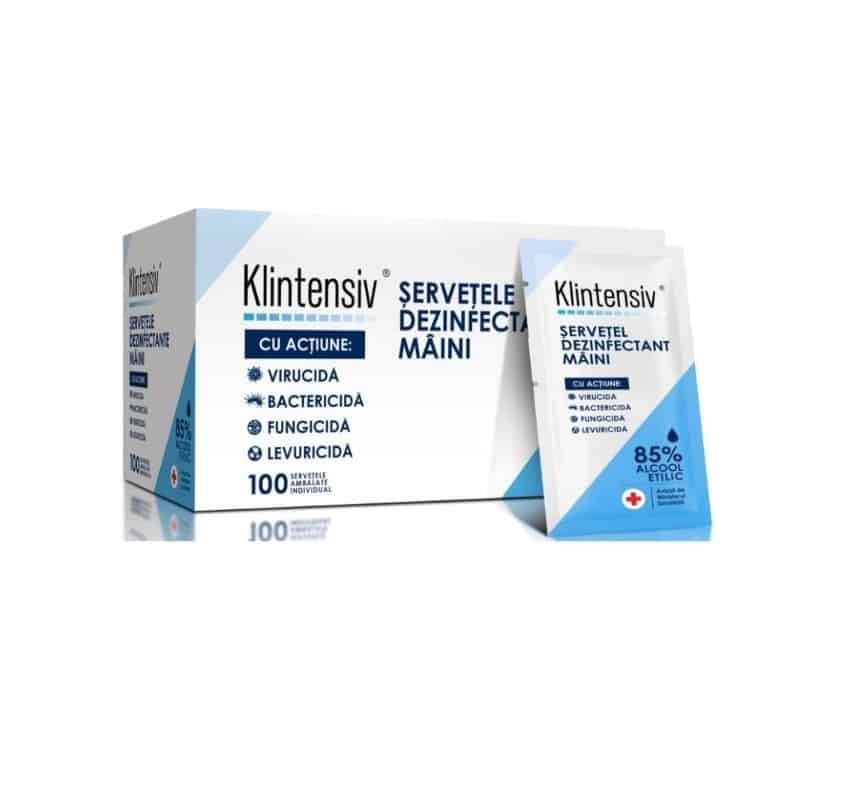 Klintensiv® servetele dezinfectante individuale cu 85% alcool