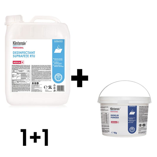 Pachet Klintensiv Dezinfectant Suprafete 5L + Oxoklin Powder 1 Kg.
