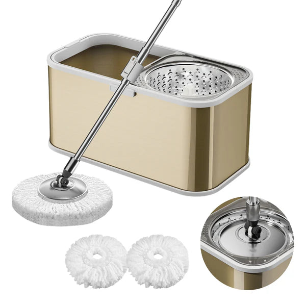 Mop rotativ cu găleată pe roți DreamRamp® din inox antibacterian