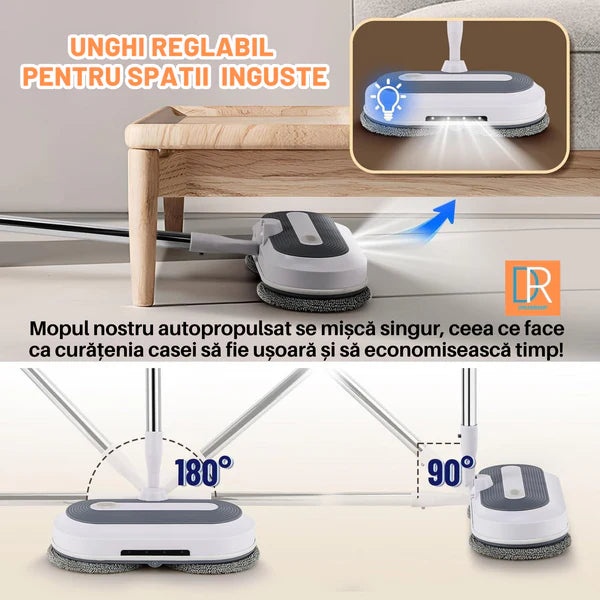 Mop Electric Rotativ cu Pulverizator si lumina LED