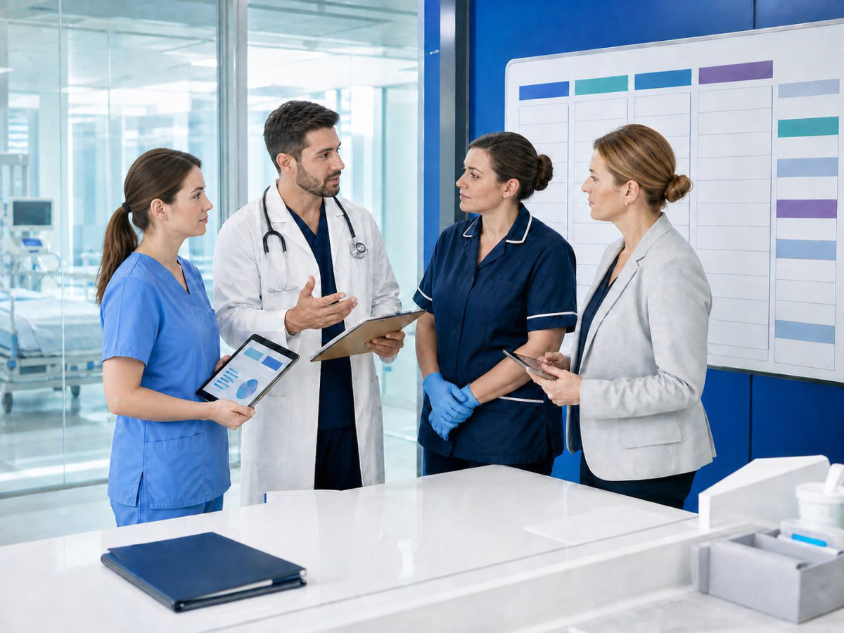Echipă medicală care discută organizarea programului de prevenție