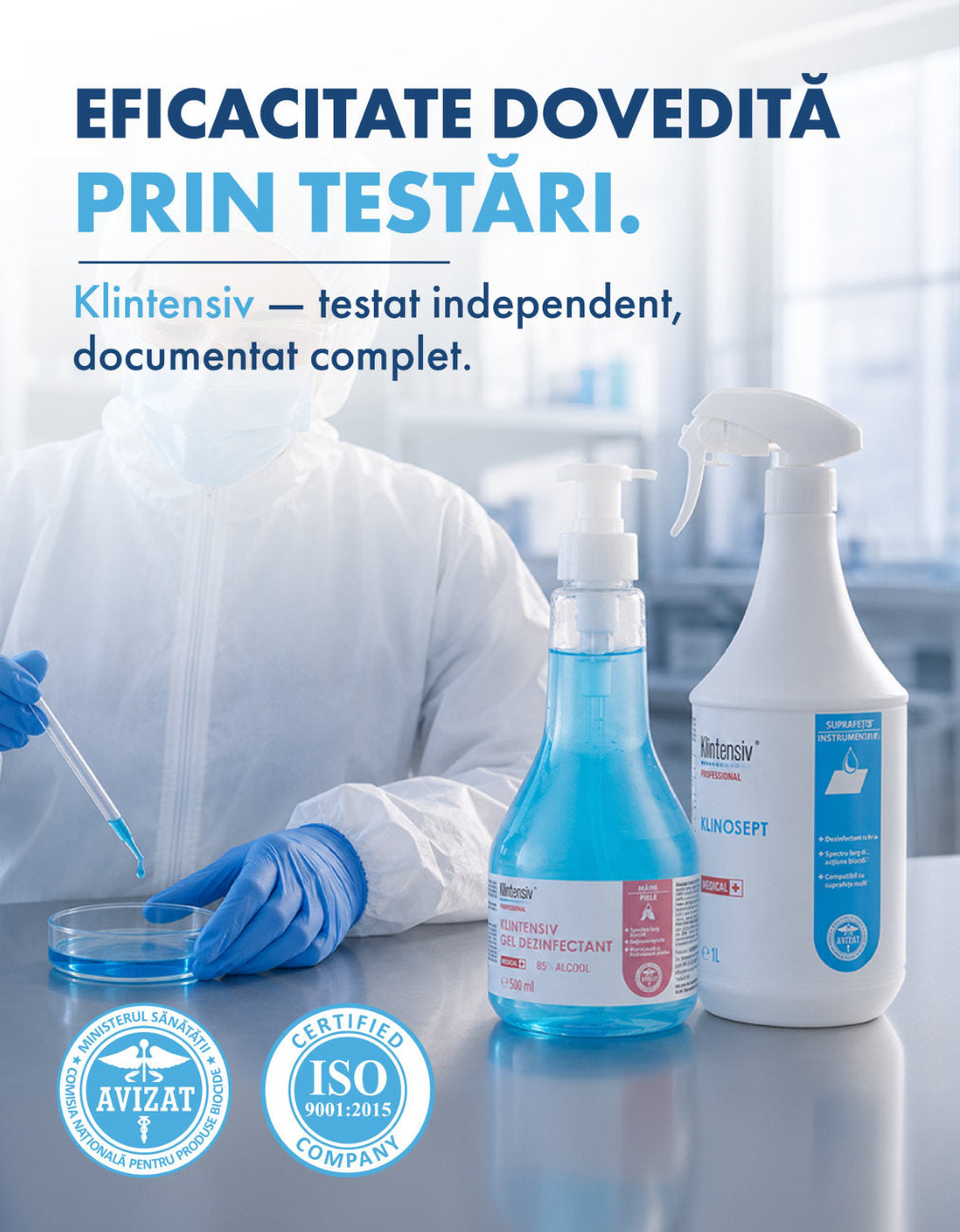 Eficacitate dovedită prin testări. Klintensiv — testat independent, documentat complet.