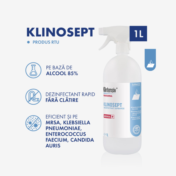 - KLINOSEPT® - Dezinfectant rapid pentru suprafete RTU - pe baza de alcool, 1 litru