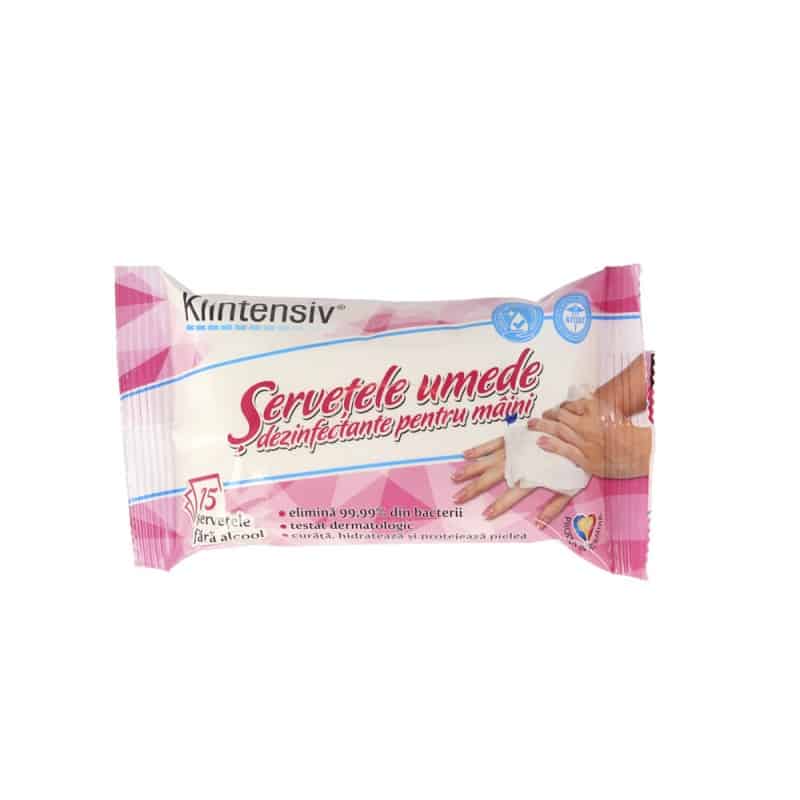 KLINTENSIV® - Servetele umede dezinfectante pentru maini, pink -15 buc.