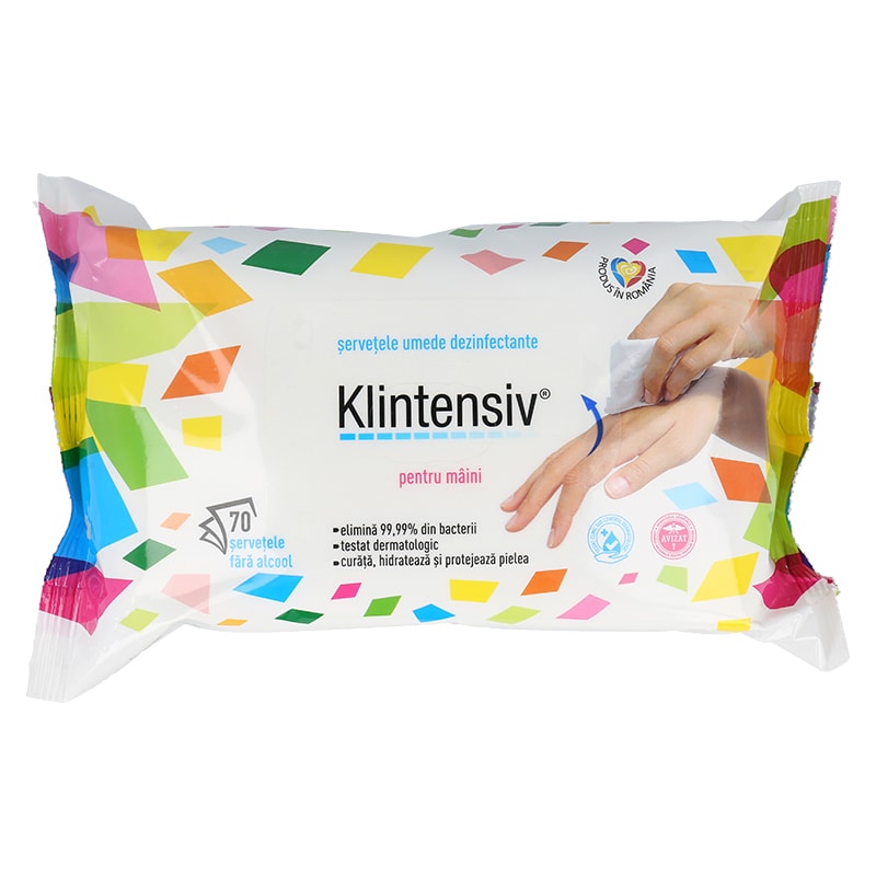 KLINTENSIV® - Servetele umede dezinfectante pentru maini, 70 buc.