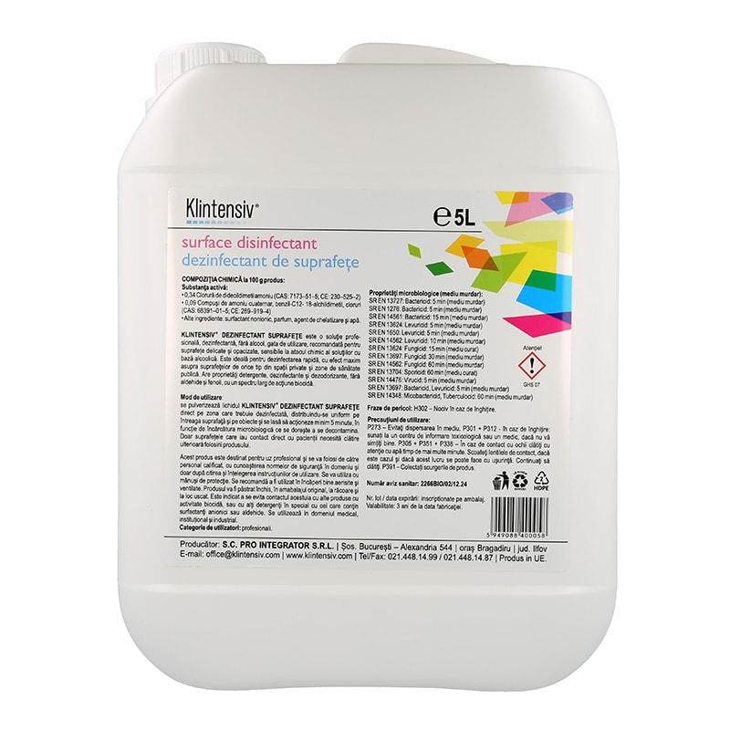 Klintensiv® - dezinfectant suprafete gata de utilizare, 20 litri