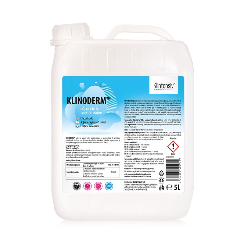 Klinoderm® - sapun lichid antimicrobian fara parfum, 5 litri (cadou august)