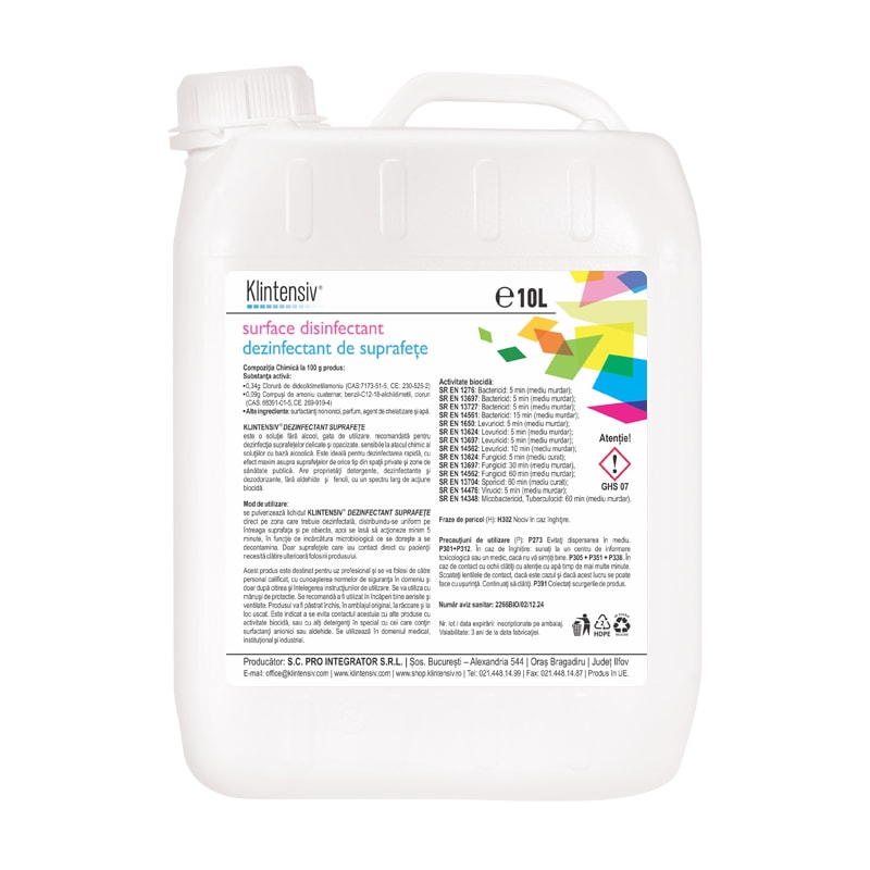 Klintensiv® - dezinfectant suprafete gata de utilizare, 10 litri