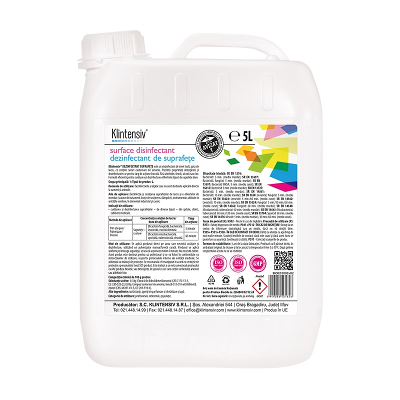 Klintensiv® - dezinfectant suprafete gata de utilizare, 5 litri