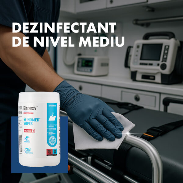 KLINOMED WIPES® Servetel dezinfectant suprafete, 85% alcool, TUB 120 bucati - Image 2