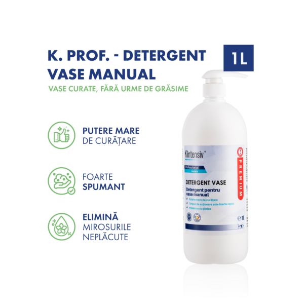 Detergent PROFESIONAL de vase, manual, 1 litru - Image 2