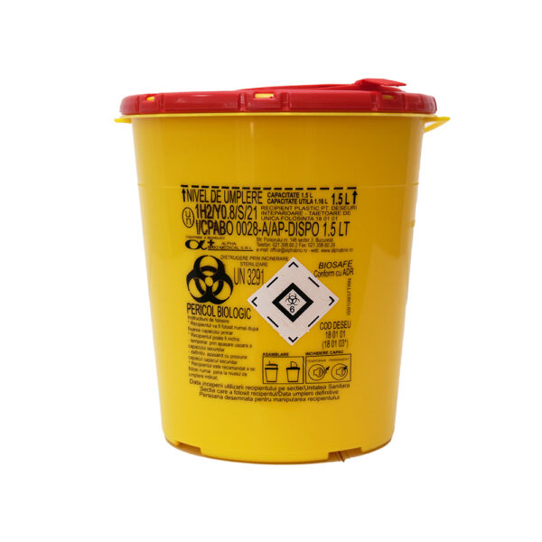 - Recipient polipropilenă pentru întepătoare – tăietoare 1.5 L